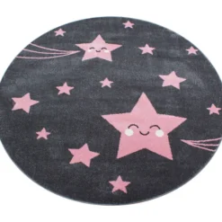 Kinderzimmer Teppich Rund - Anna Sterne Rosa
