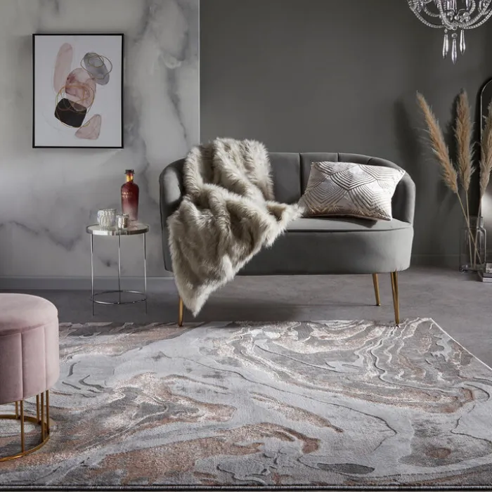 Marmor Teppich - Erio Marbled Grau Rosa
