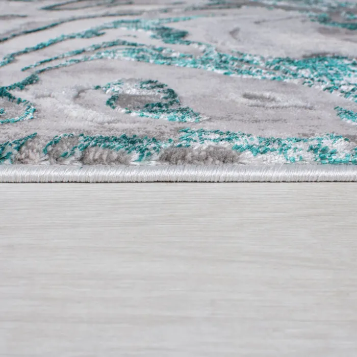 Marmor Teppich - Erio Marbled Grau Türkis