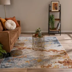 Moderner Teppich - Bush Blau Terracotta