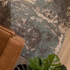 Moderner Teppich - Bush Türkis Creme