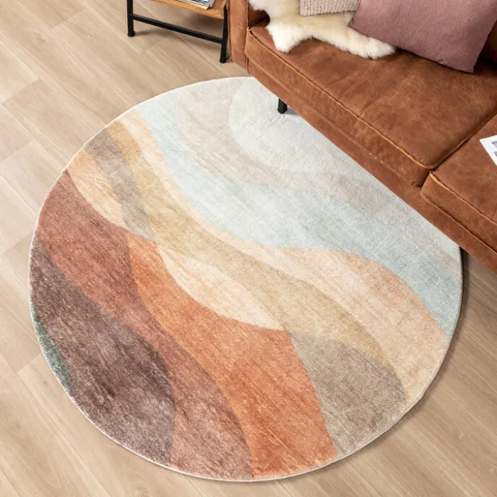 Moderner Teppich Rund - Field Terra Rot