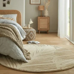 Moderner Teppich Rund - Solacio Leaves Beige - Ø 160cm