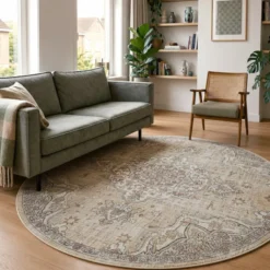 Orientteppich Rund - Leyla Medaillon Taupe