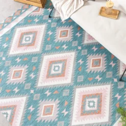 Outdoor Teppich Boho - Vedra Aztec Blau