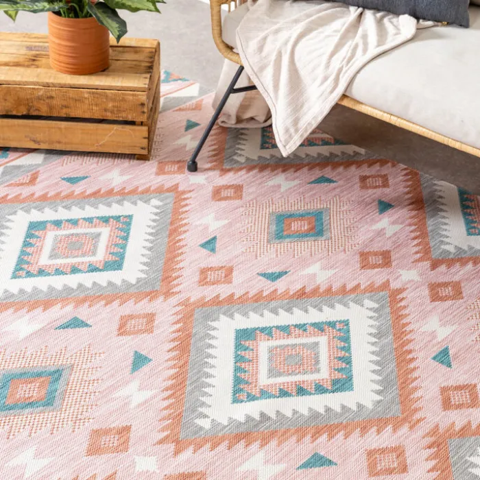 Outdoor Teppich Boho - Vedra Aztec Rosa