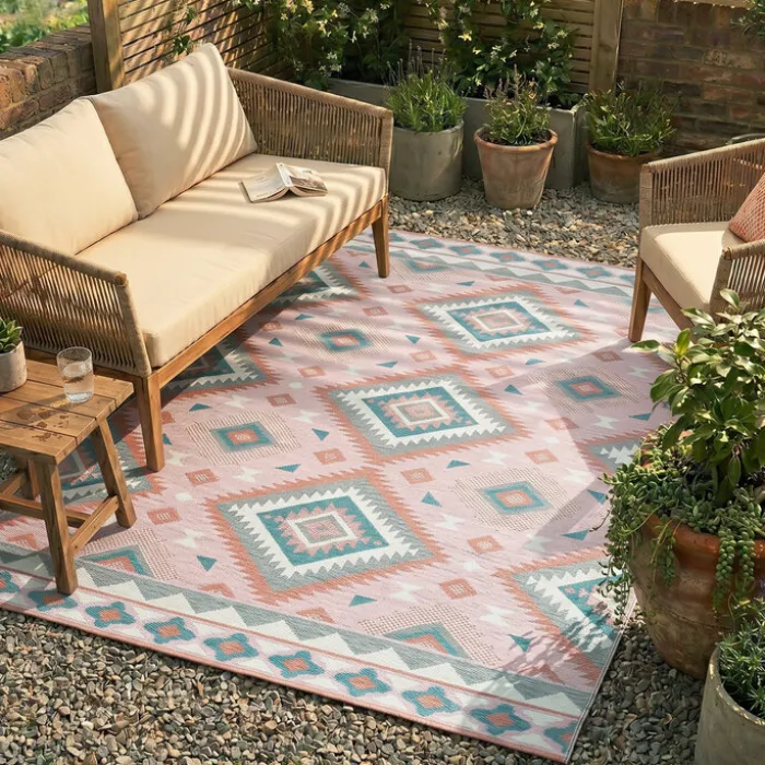 Outdoor Teppich Boho - Vedra Aztec Rosa