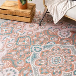 Outdoor Teppich Boho - Vedra Medaillon Rosa