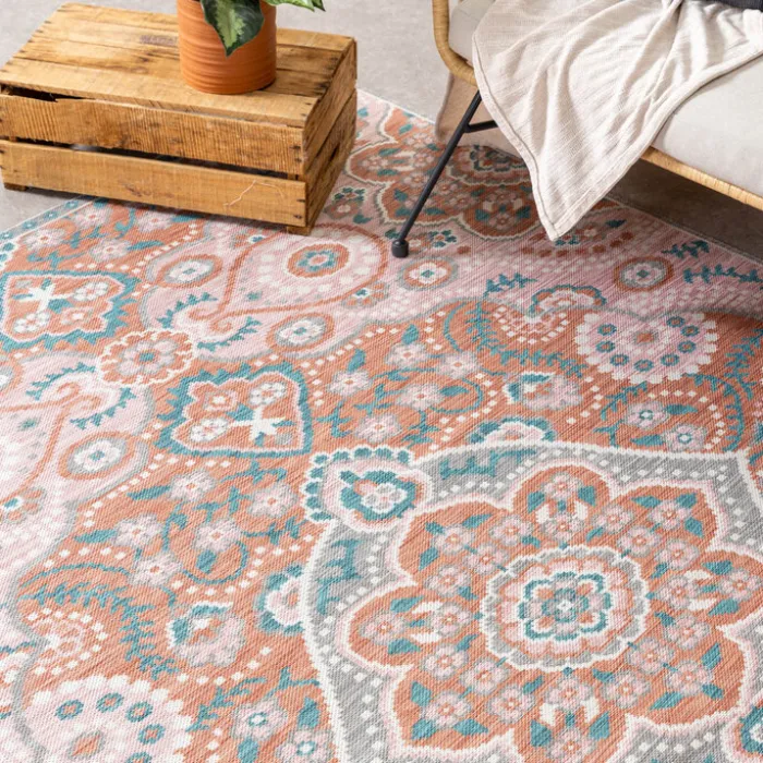 Outdoor Teppich Boho - Vedra Medaillon Rosa