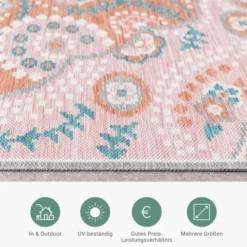Outdoor Teppich Boho - Vedra Medaillon Rosa