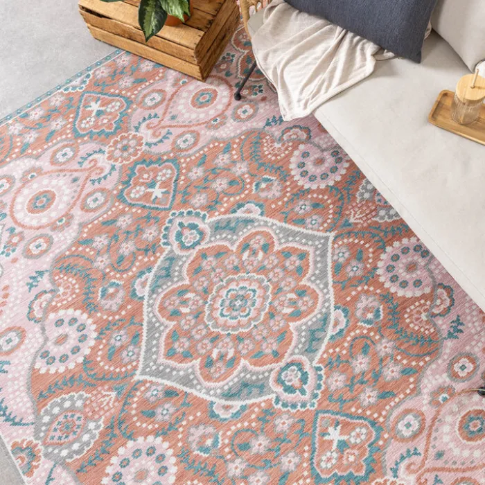 Outdoor Teppich Boho - Vedra Medaillon Rosa