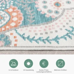 Outdoor Teppich Boho - Vedra Medaillon Blau