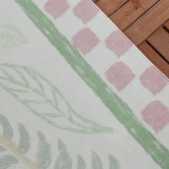 Outdoor-Teppich - Oasis Leaves Rosa Grün