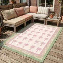 Outdoor-Teppich - Oasis Palm Rosa Grün