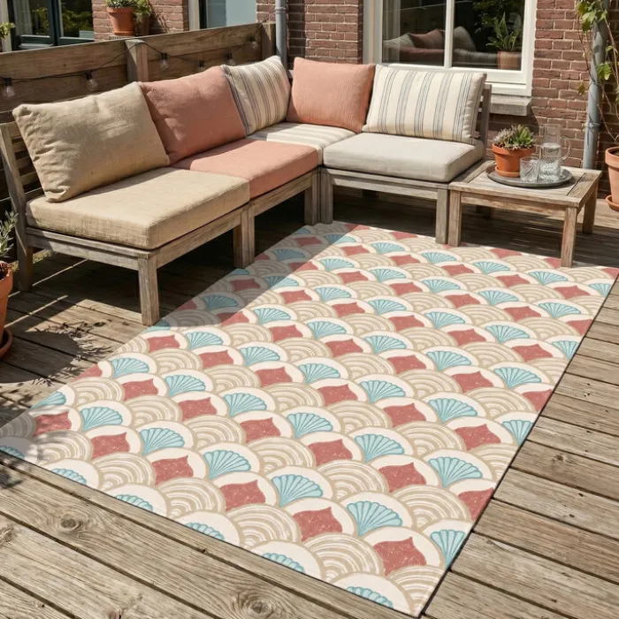 Outdoor-Teppich - Oasis Shell Blau Rot