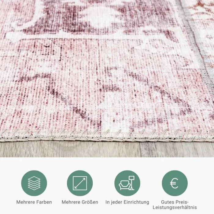 Patchwork Teppich - Lago Rot Rosa