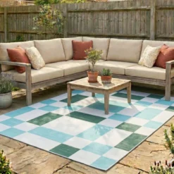 Retro In- & Outdoorteppich - Pop Cubes Grün