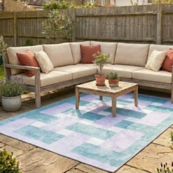 Retro In- & Outdoorteppich - Pop Lines Lila