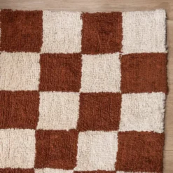 Retro Teppich - Gambit Braun Weiß