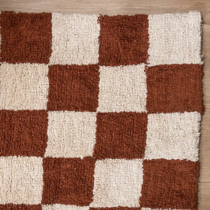 Retro Teppich - Gambit Braun Weiß