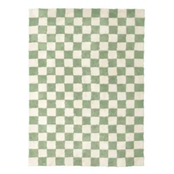 Retro Teppich - Gambit Grün Weiß