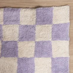 Retro Teppich - Gambit Lila Weiß