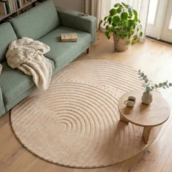 Runder Teppich Wohnzimmer - Charm Curves Beige