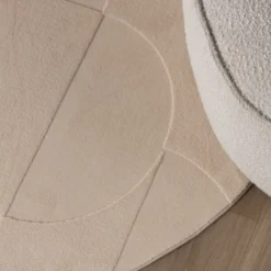 Runder Teppich Wohnzimmer - Charm Circles Beige