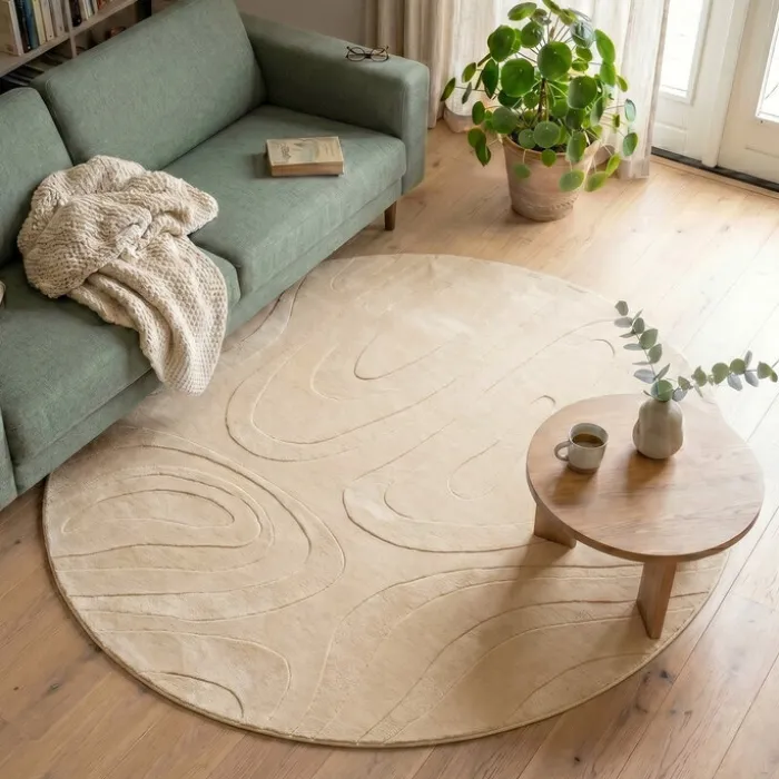 Runder Teppich Wohnzimmer - Charm Shapes Beige