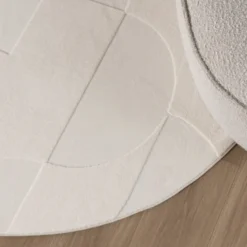 Runder Teppich Wohnzimmer - Charm Circles Weiß