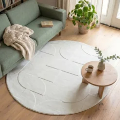 Runder Teppich Wohnzimmer - Charm Circles Weiß