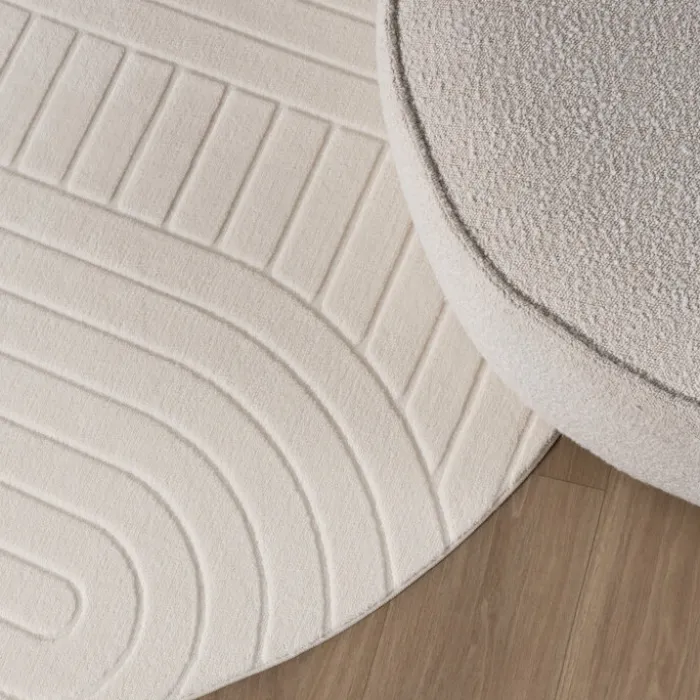 Runder Teppich Wohnzimmer - Charm Arches Weiß
