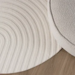 Runder Teppich Wohnzimmer - Charm Curves Weiß