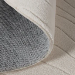 Runder Teppich Wohnzimmer - Charm Waves Weiß
