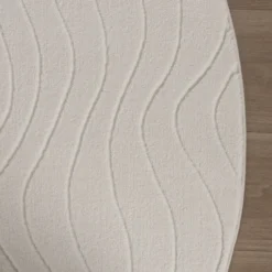 Runder Teppich Wohnzimmer - Charm Waves Weiß
