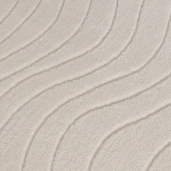 Runder Teppich Wohnzimmer - Charm Waves Weiß
