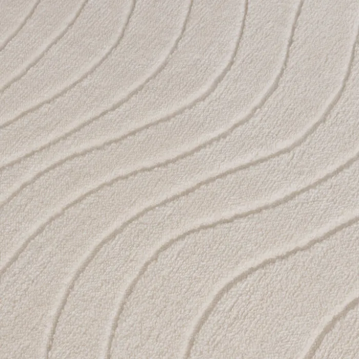 Runder Teppich Wohnzimmer - Charm Waves Weiß