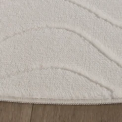 Runder Teppich Wohnzimmer - Charm Waves Weiß