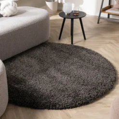 Runder Wohnzimmer Teppich - Yves Anthrazit