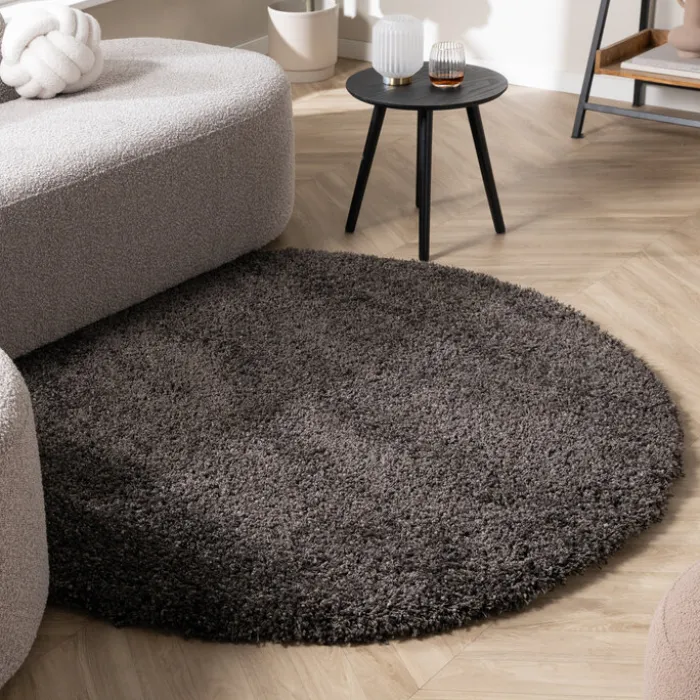 Runder Wohnzimmer Teppich - Yves Anthrazit