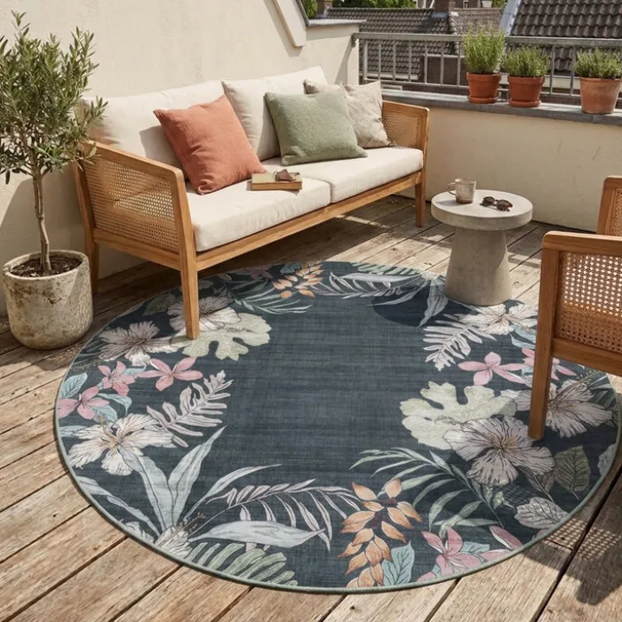 Rund Outdoor Teppich - Poppy Grün