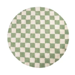 Rund Retro Teppich - Gambit Grün Weiß