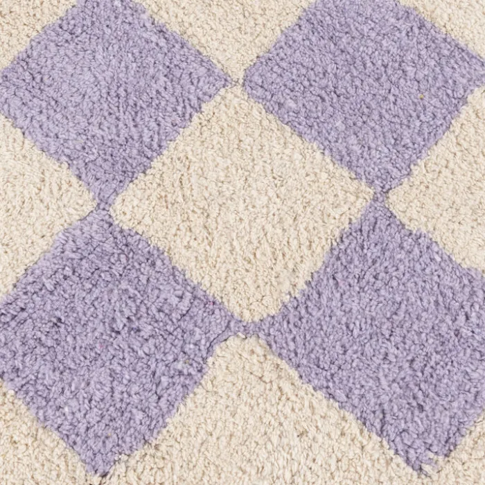 Rund Retro Teppich - Gambit Lila Weiß