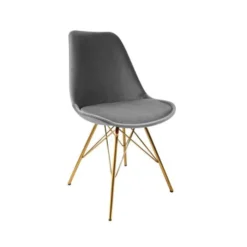 Samtstuhl Grau - Gold Gestell