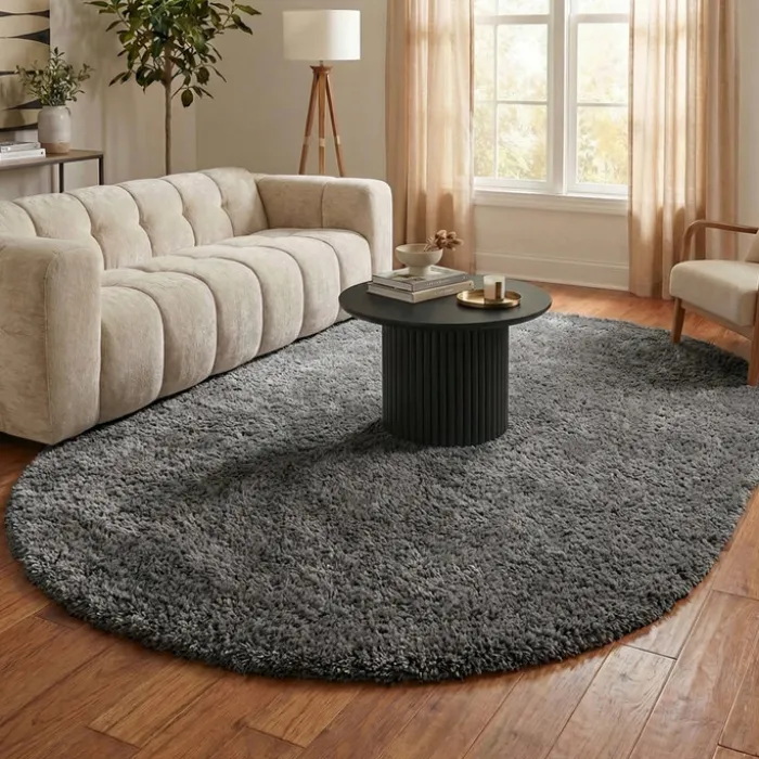 Shaggy Teppich Oval - Blaze Grau - 160x230cm