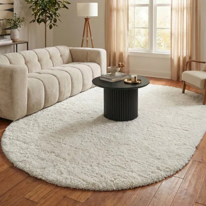 Shaggy Teppich Oval - Blaze Weiß - 160x230cm