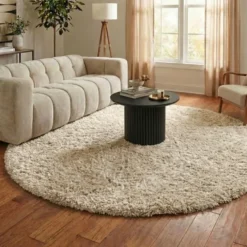 Shaggy Teppich Rund - Blaze Beige