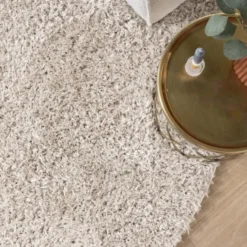 Shaggy Teppich Rund - Blaze Beige Grau