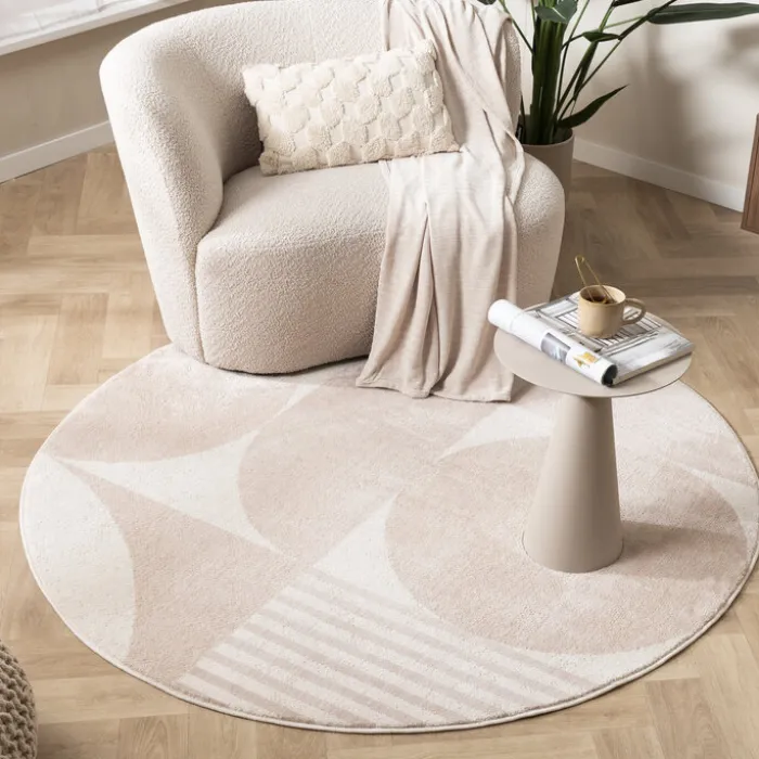 Skandinavischer Teppich Rund - Aurora Circles Beige