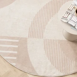 Skandinavischer Teppich Rund - Aurora Shapes Beige